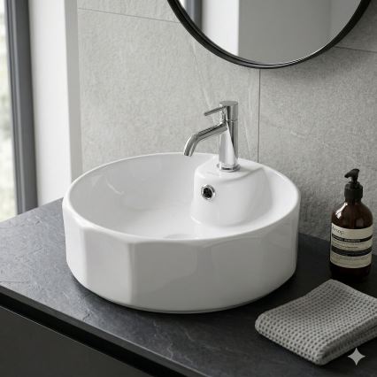 Bathco 4158 - Umivalnik za pult CIRCUS Ø 42 cm porcelan/bela