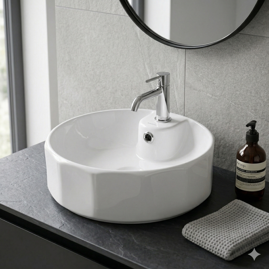 Bathco 4158 - Umivalnik za pult CIRCUS Ø 42 cm porcelan/bela