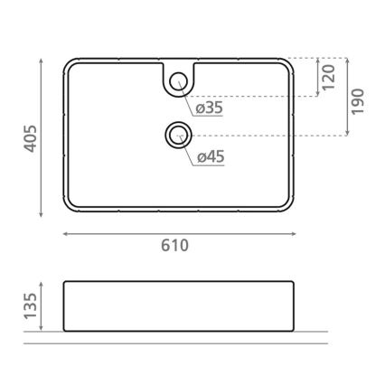 Bathco 4161 - Umivalnik na pult CIRCUS 61x40,5 cm porcelan/bež