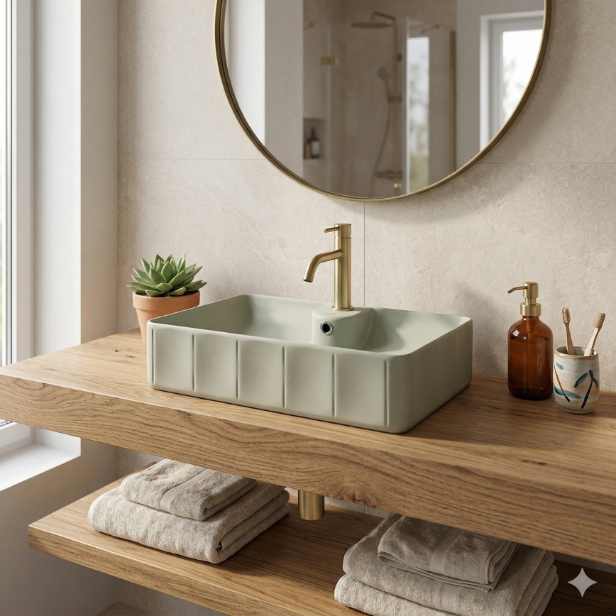 Bathco 4161 - Umivalnik na pult CIRCUS 61x40,5 cm porcelan/bež