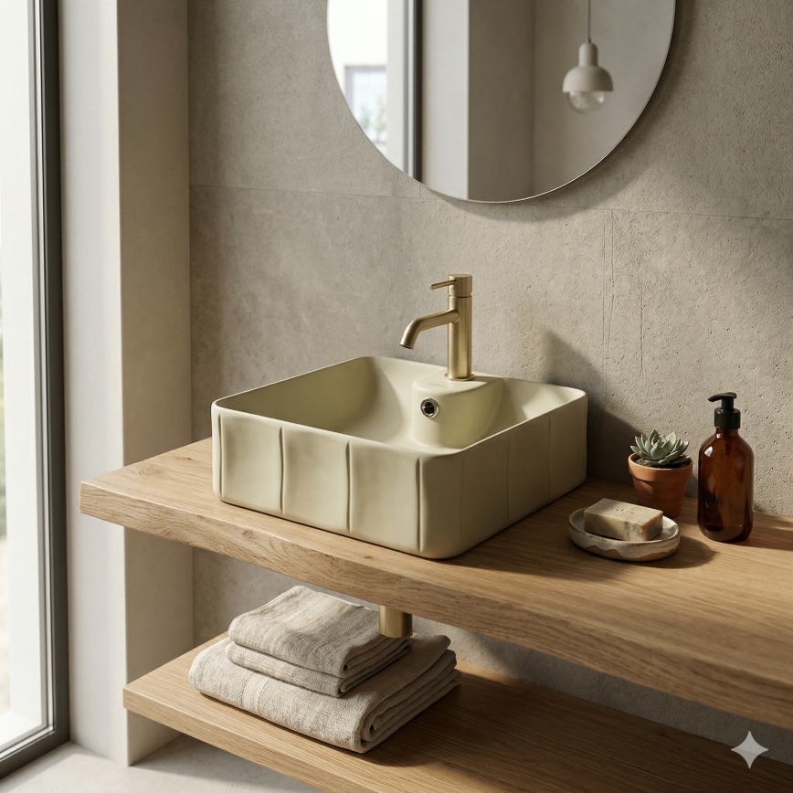 Bathco 4162 - Umivalnik za pult CIRCUS 40x40 cm porcelan/bež