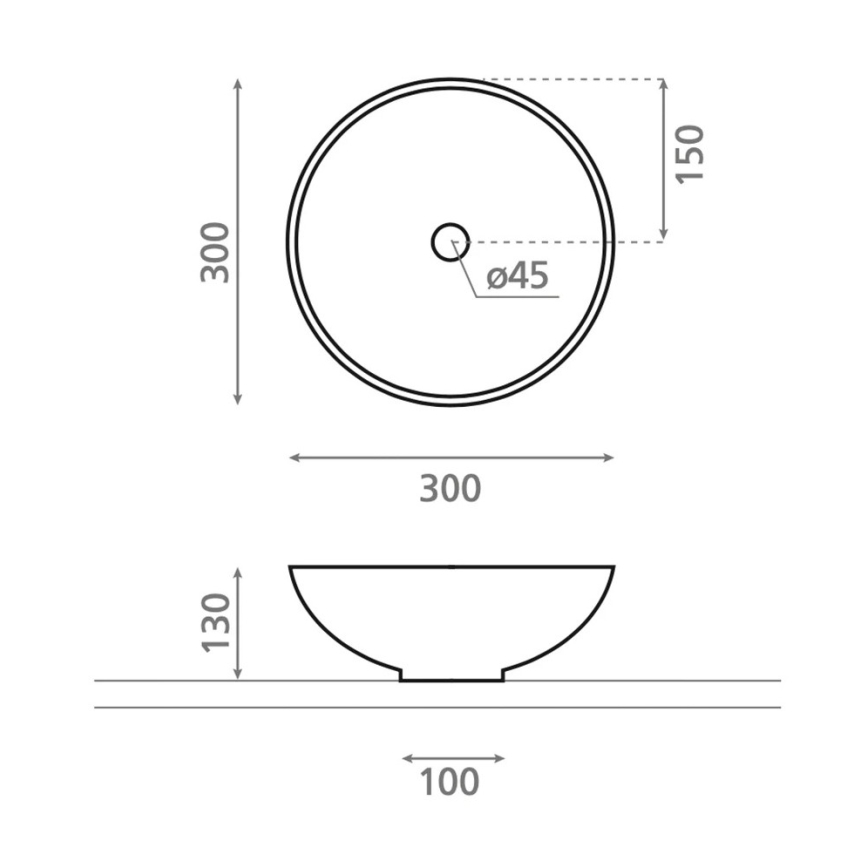 Bathco 4914 - Namizni umivalnik DAKAR Ø 30 cm, porcelan/bela