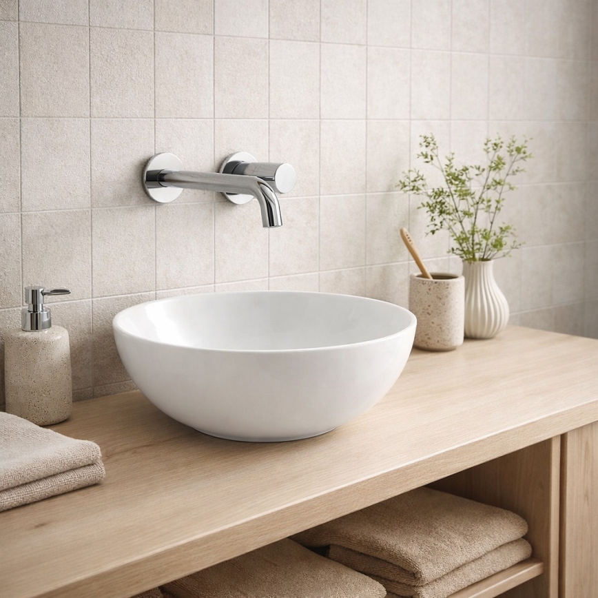 Bathco 4914 - Namizni umivalnik DAKAR Ø 30 cm, porcelan/bela