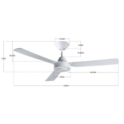BAYSIDE 213015 - Stropni ventilator CALYPSO bela