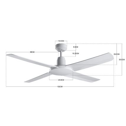 BAYSIDE 213025 - Zunanji stropni ventilator NAUTILUS IP55 bela