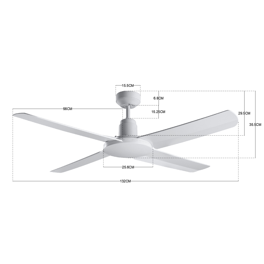 BAYSIDE 213025 - Zunanji stropni ventilator NAUTILUS IP55 bela