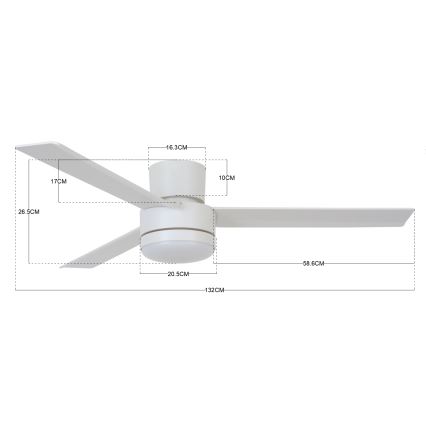 BAYSIDE 213036 - LED Stropni ventilator LAGOON GX53/17W/230V bela + Daljinski upravljalnik