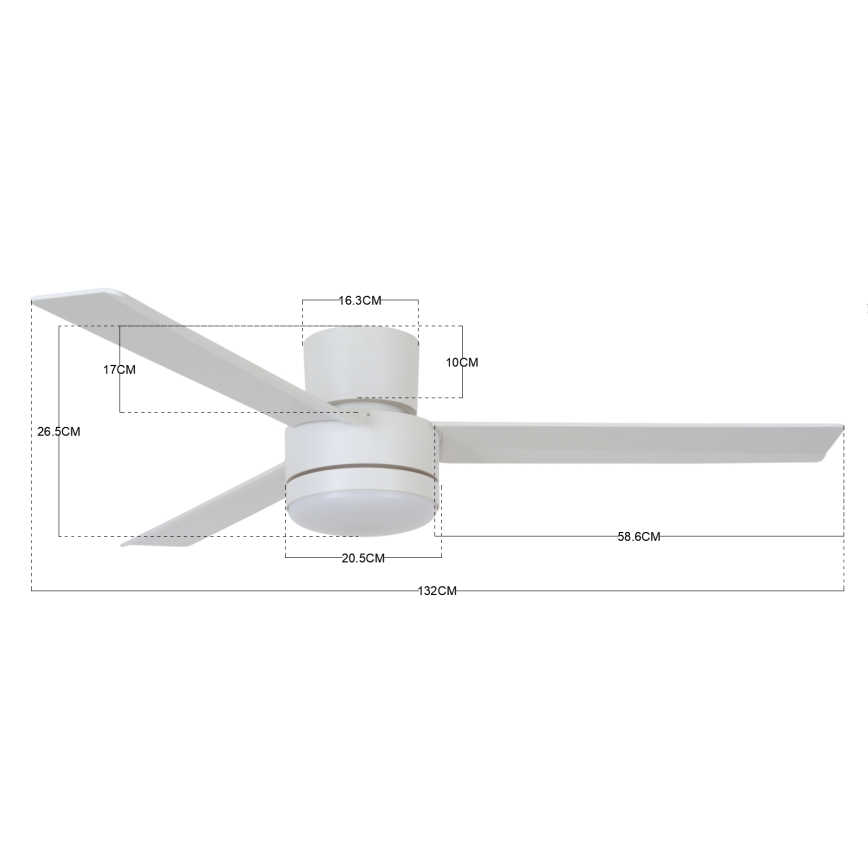 BAYSIDE 213036 - LED Stropni ventilator LAGOON GX53/17W/230V bela + Daljinski upravljalnik