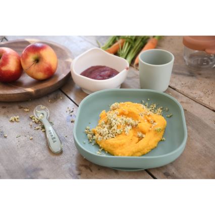 Beaba - Otroški jedilni set Sage Green, 4 kosi