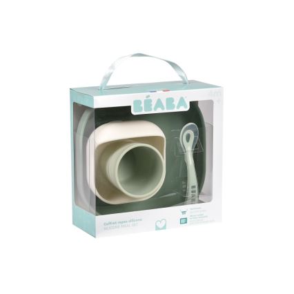 Beaba - Otroški jedilni set Sage Green, 4 kosi