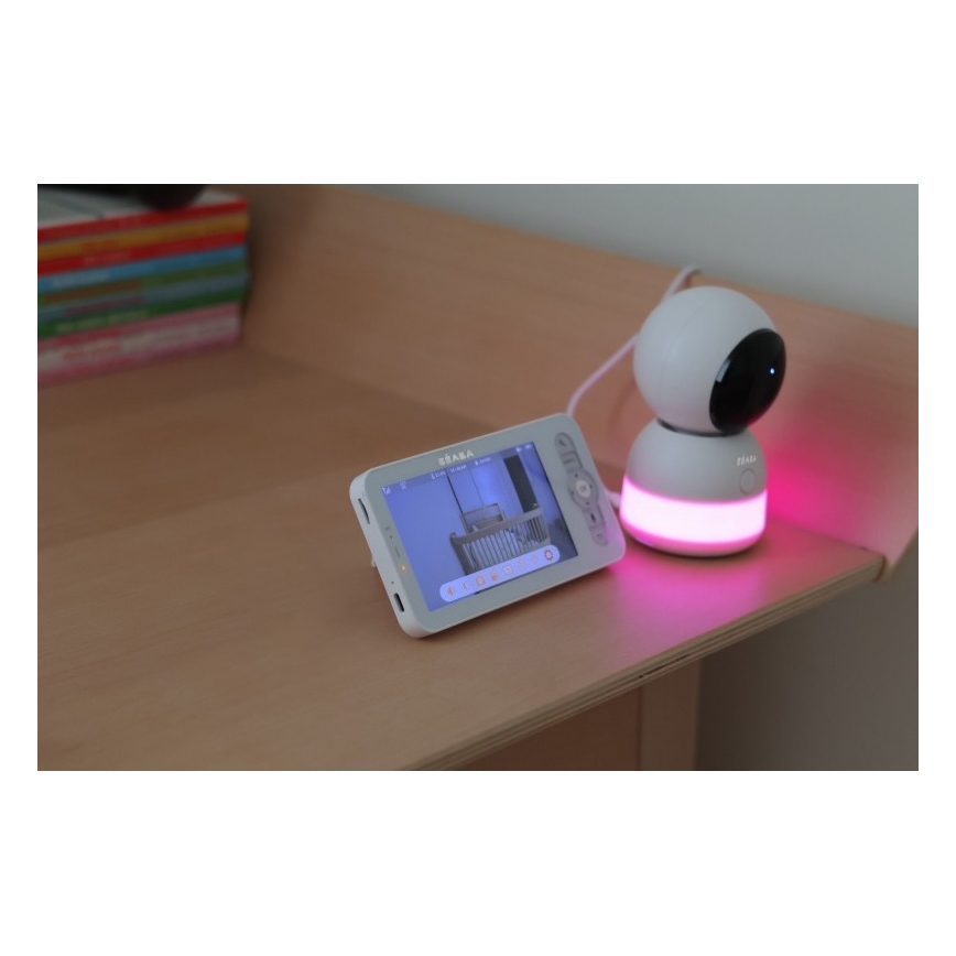 Beaba - Pametna otroška varuška z monitorjem ZEN NIGHT 720p 5V 4000 mAh Wi-Fi bela