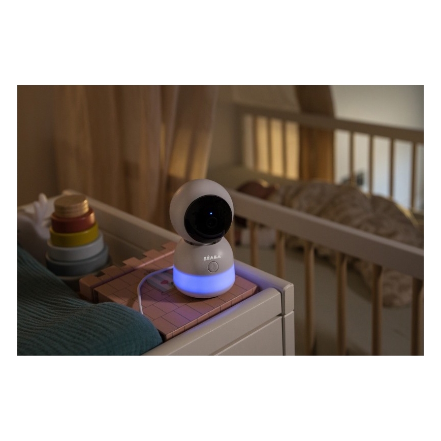 Beaba - Pametna otroška varuška z monitorjem ZEN NIGHT 720p 5V 4000 mAh Wi-Fi bela