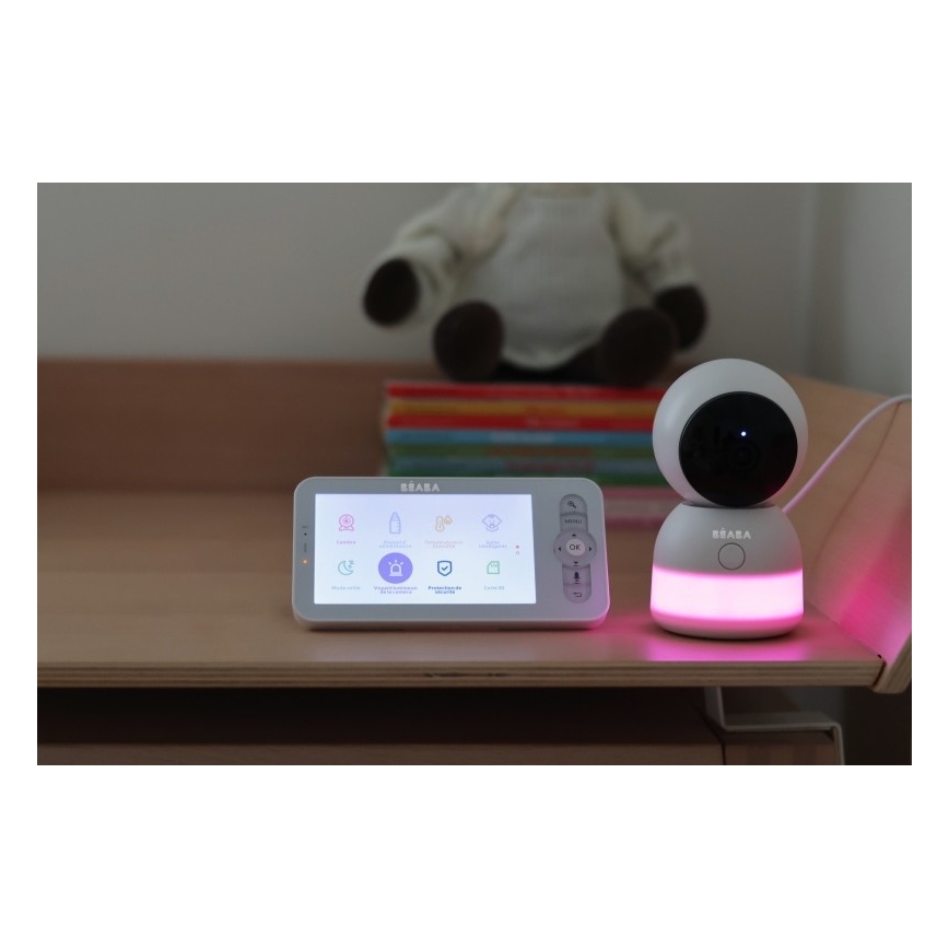 Beaba - Pametna otroška varuška z monitorjem ZEN NIGHT 720p 5V 4000 mAh Wi-Fi bela