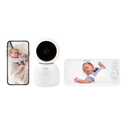 Beaba - Pametna otroška varuška z monitorjem ZEN NIGHT 720p 5V 4000 mAh Wi-Fi bela