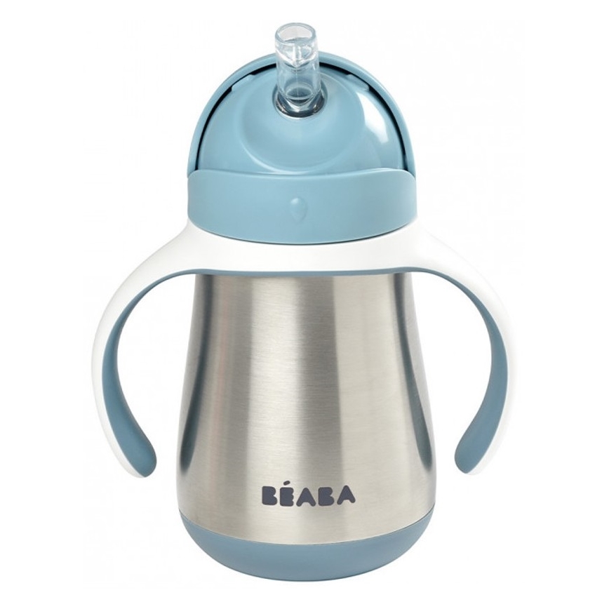 Beaba - Termo izolirana skodelica s slamico 250 ml modra