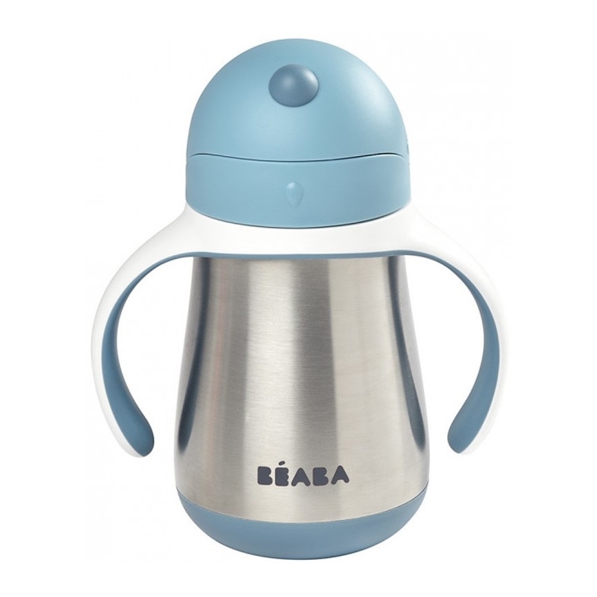 Beaba - Termo izolirana skodelica s slamico 250 ml modra