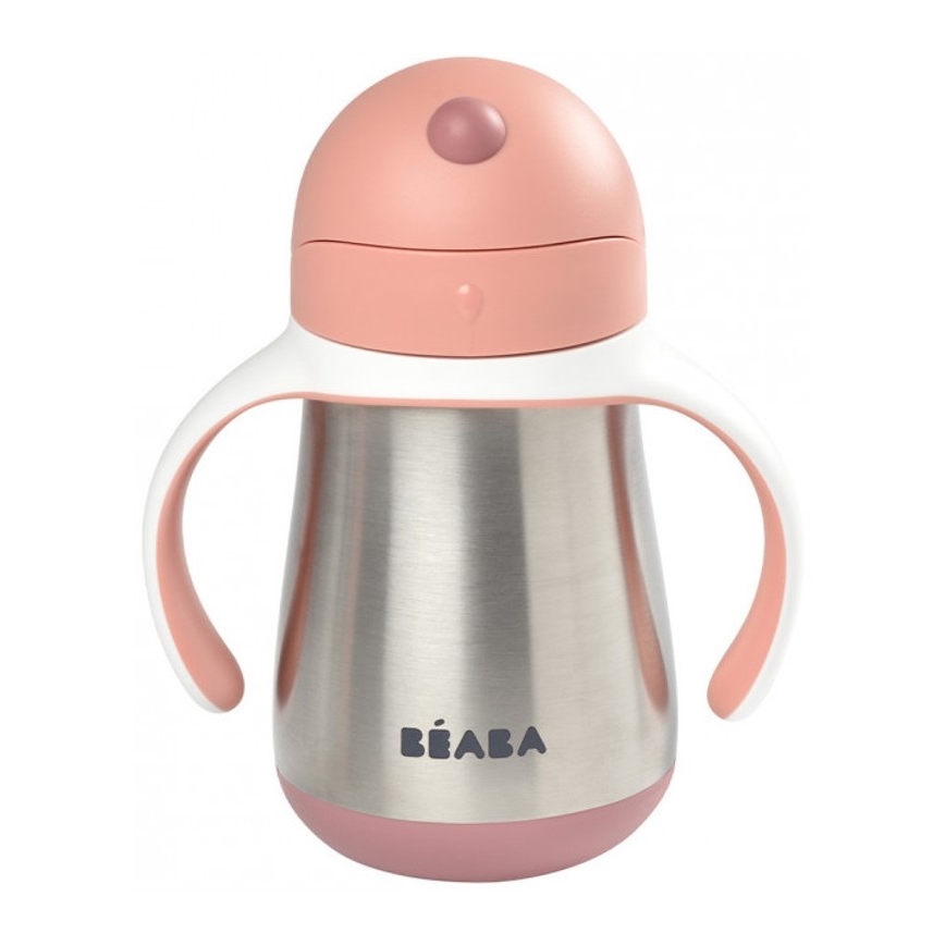 Beaba - Termo izolirana skodelica s slamico 250 ml roza