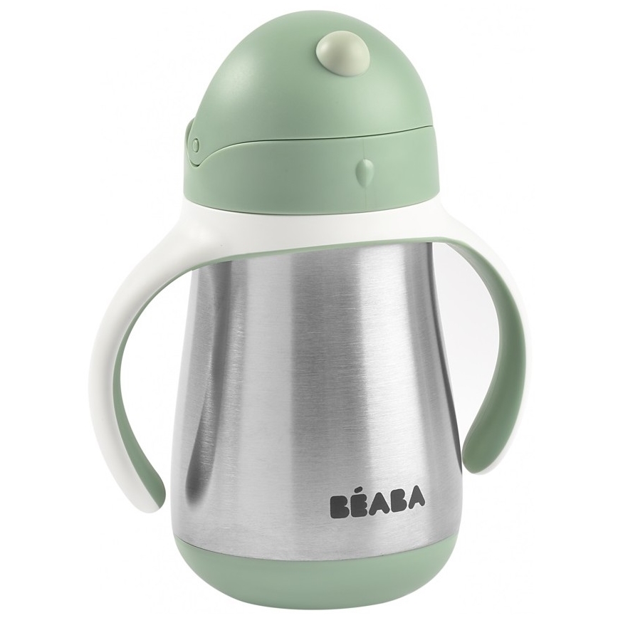 Beaba - Termo izolirana skodelica s slamico 250 ml zelena