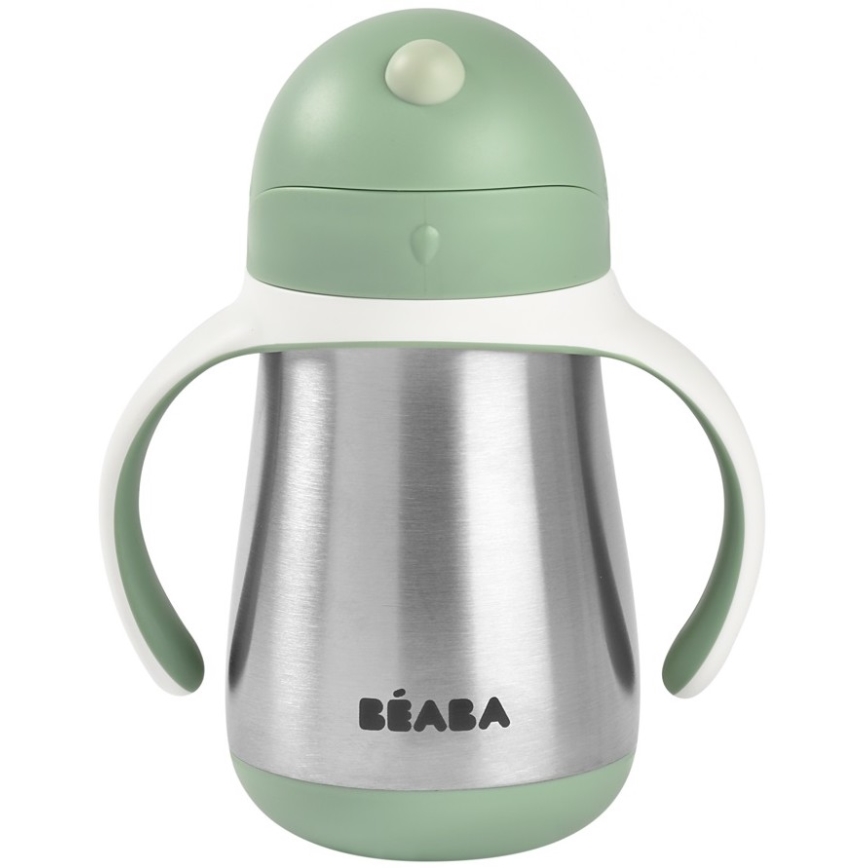 Beaba - Termo izolirana skodelica s slamico 250 ml zelena