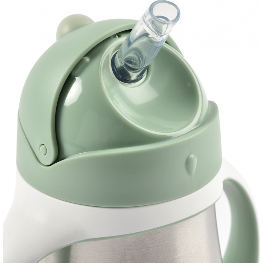 Beaba - Termo izolirana skodelica s slamico 250 ml zelena