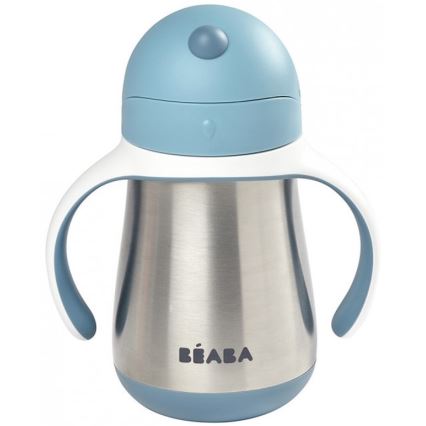 Beaba - Termoizoliran lonček s slamico 250 ml, moder