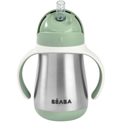 Beaba - Termoizoliran lonček s slamico 250 ml zelen