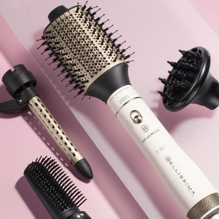 Bellissima 11847 - Krtača za sušenje z vročim zrakom 8 v 1 AIR WONDER 1000W/230V bela/zlata