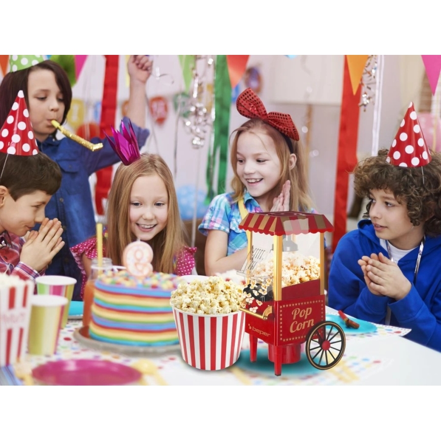 Beper - Aparat za kokice 1200W/230V rdeč