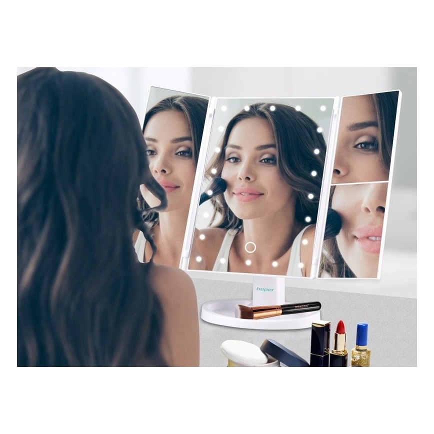 Beper - Kozmetično ogledalo z LED osvetlitvijo 4xAAA/5V