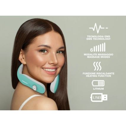 Beper - Polnilna masažna naprava za vrat z EMS, 5V/900 mAh, mentolne barve