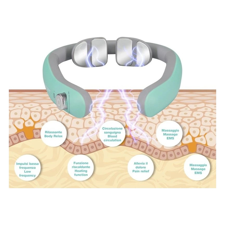 Beper - Polnilna masažna naprava za vrat z EMS, 5V/900 mAh, mentolne barve
