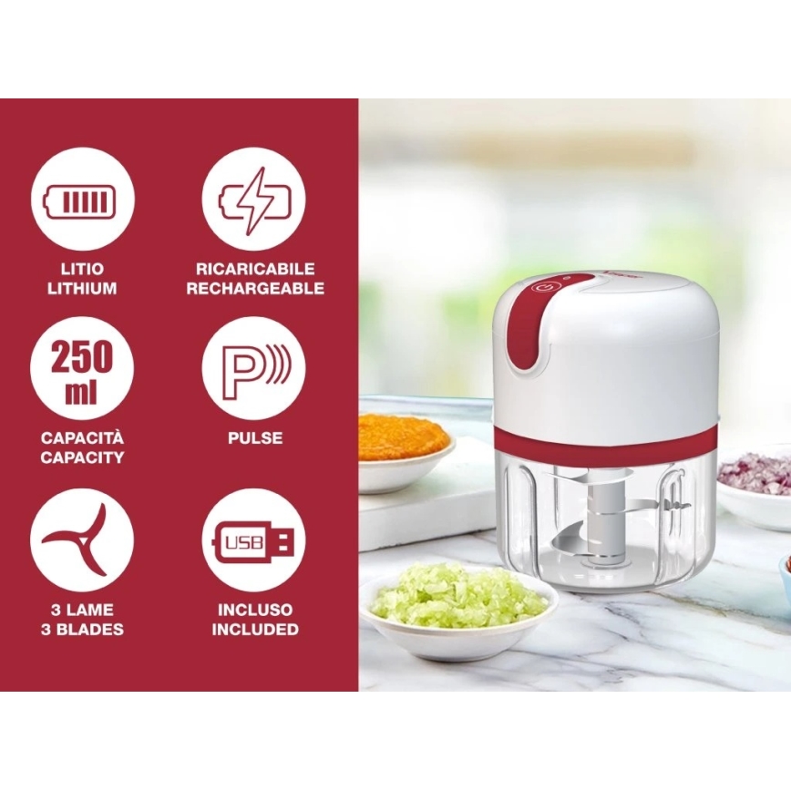 Beper - Polnilni sesekljalnik 30W/5V 1500 mAh 250 ml