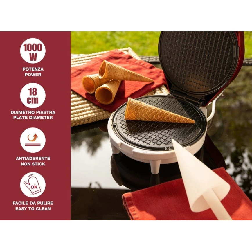 Beper - Vafeljnik 2 v 1 1000W/230V rdeč