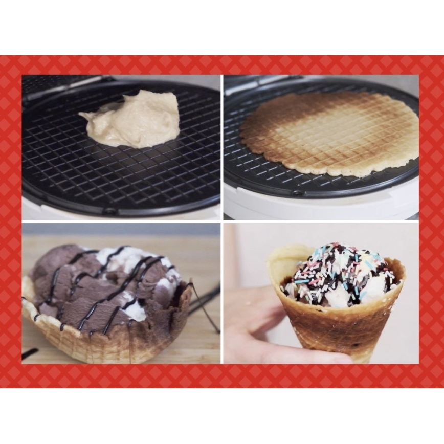 Beper - Vafeljnik 2 v 1 1000W/230V rdeč