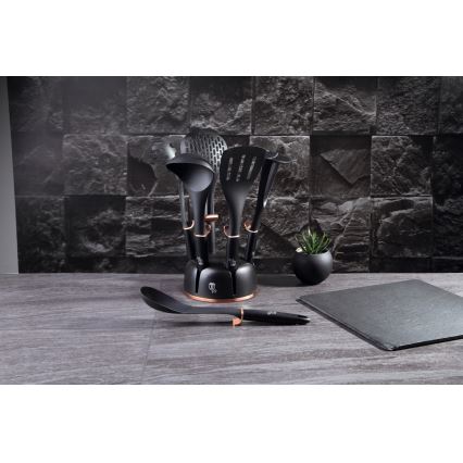 BerlingerHaus - Set kuhinjskih pripomočkov na stojalu 7 kom. črna/rosegold