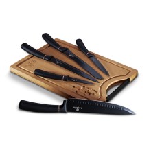 BerlingerHaus - Set nožev iz nerjavečega jekla z bambusovo desko za rezanje 6 kom. črna