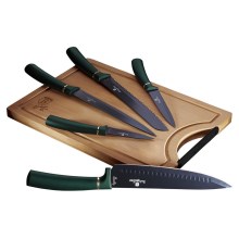BerlingerHaus - Set nožev iz nerjavečega jekla z bambusovo desko za rezanje 6 kom. zelena
