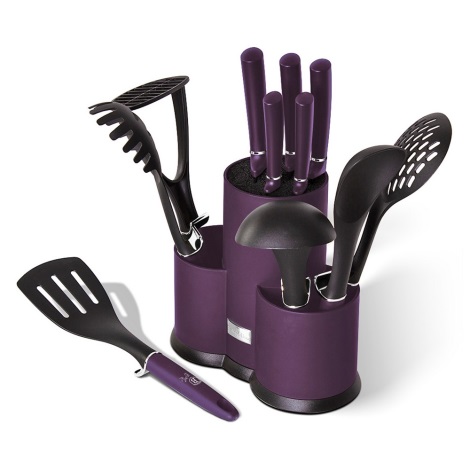 BerlingerHaus - Set nožev iz nerjvečega jekla in kuhinjskih pripomočkov 12 kom. vijolična/črna