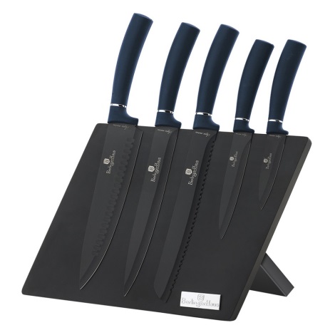 BerlingerHaus - Set nožev iz nerjvečega jekla z magnetnim stojalom 5 kom. modra/črna