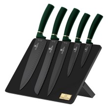 BerlingerHaus - Set nožev iz nerjvečega jekla z magnetnim stojalom 6 kom. zelena/črna