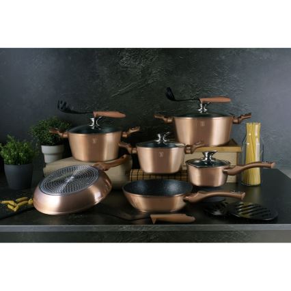 BerlingerHaus - Set posode marmor 15 kom. rosegold