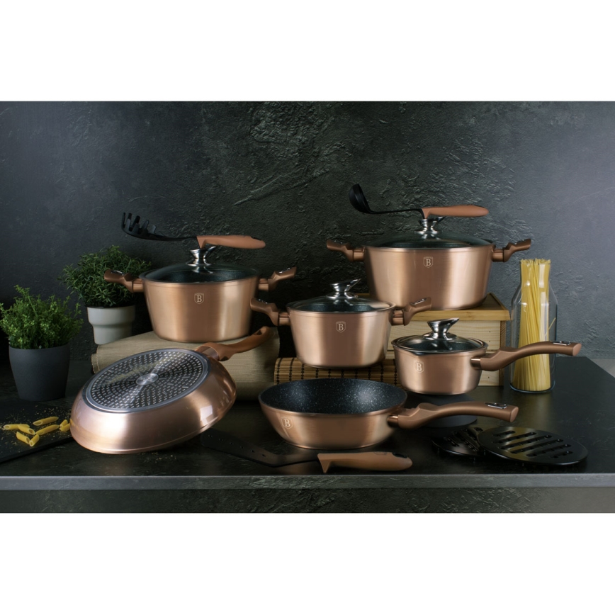 BerlingerHaus - Set posode marmor 15 kom. rosegold
