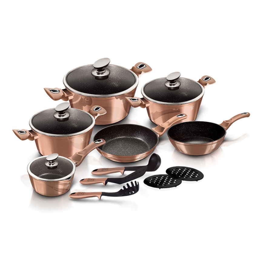 BerlingerHaus - Set posode marmor 15 kom. rosegold