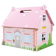 Bigjigs Toys - Prenosna lesena hišica za lutke
