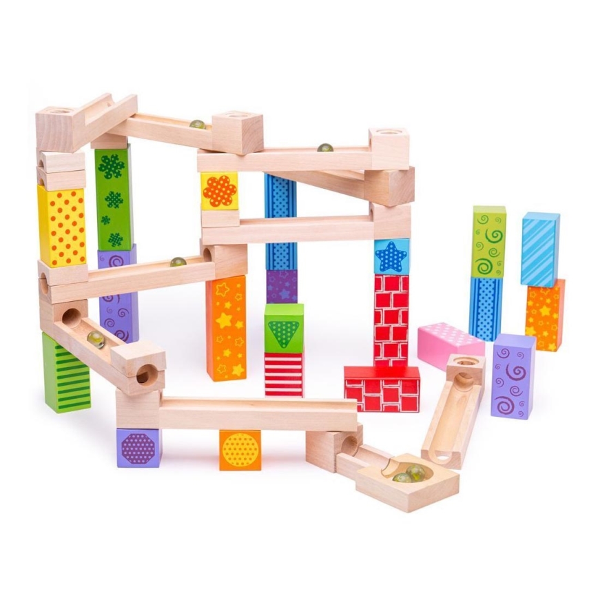 Bigjigs Toys - Wooden marmor run barven