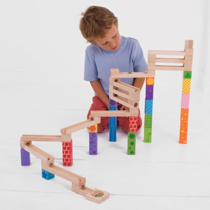 Bigjigs Toys - Wooden marmor run barven
