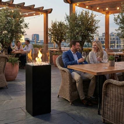 BIO kamin ALICANTE 26,5x80,5 cm 2kW črna + zaščitni pokrov