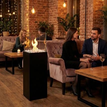 BIO kamin ALICANTE 26,5x80,5 cm 2kW črna + zaščitni pokrov