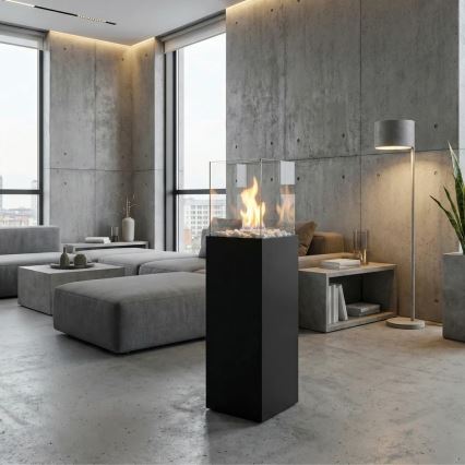 BIO kamin ALICANTE 26,5x80,5 cm 2kW črna + zaščitni pokrov