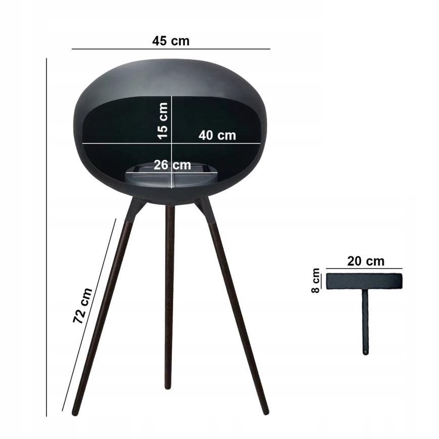 BIO kamin TOKIO 45x100 cm 2 kW črna